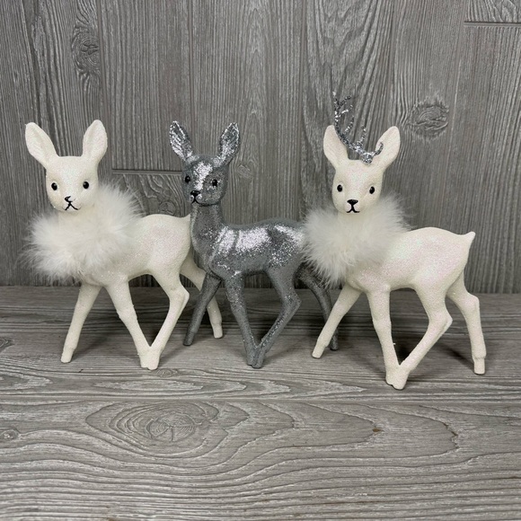 Inscha Deko Handwerk Germany white / silver  Holiday Deer Glitter with 9” Rare - Picture 5 of 13